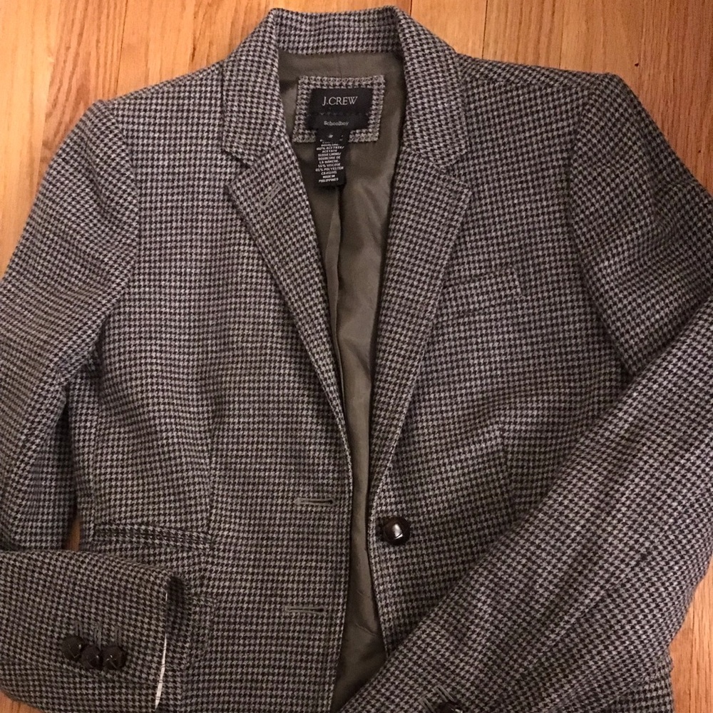 Wool Blazer J Crew Tweed Check Size 2
